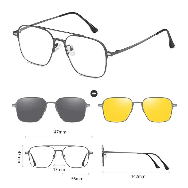 Women's Square Full Rim Titanium Prescription Glasses 414819 — view 19 | Rx Spectacle