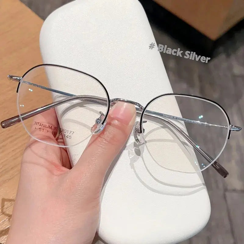 Women's Polygon Semi-Rimless Titanium Prescription Glasses 20177 — view 7 | Rx Spectacle