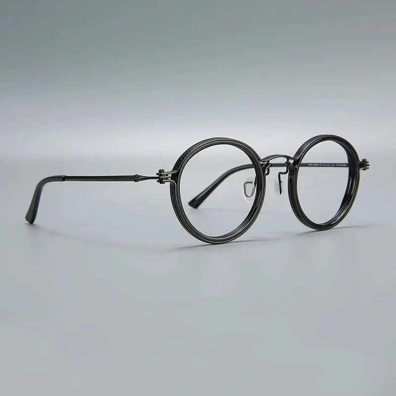 Unisex Round Full Rim Titanium Oversized Prescription Glasses 635860 — view 6 | Rx Spectacle