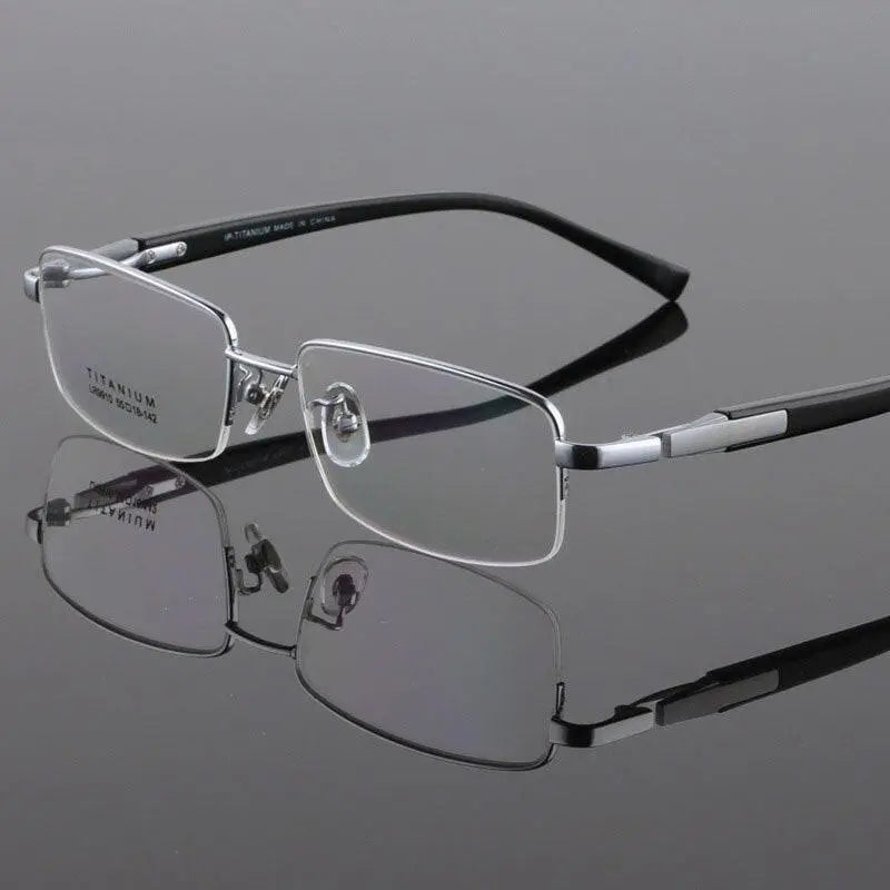 Men's Square Semi-Rimless Titanium Prescription Glasses Lr9910 — view 3 | Rx Spectacle
