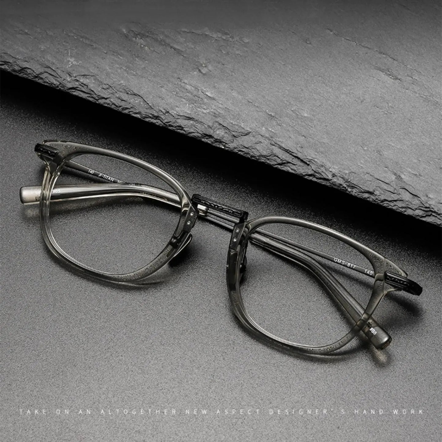 Unisex Square Full Rim Titanium Prescription Glasses G817 — view 4 | Rx Spectacle