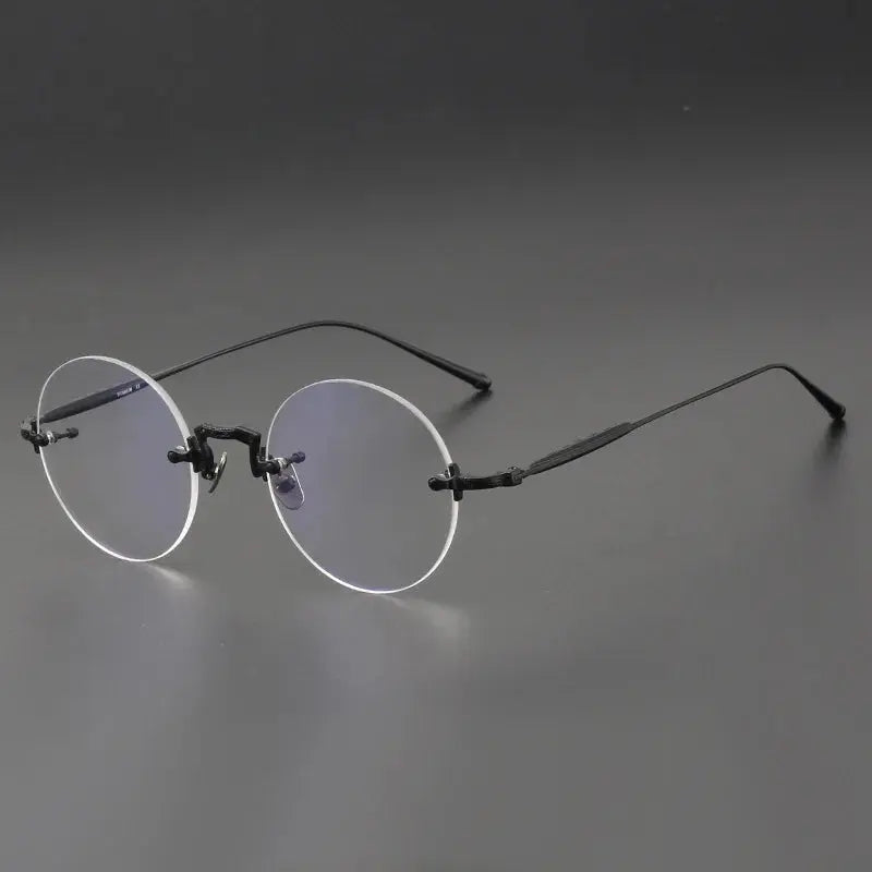 Unisex Round Rimless Titanium Prescription Glasses 10122 — view 8 | Rx Spectacle