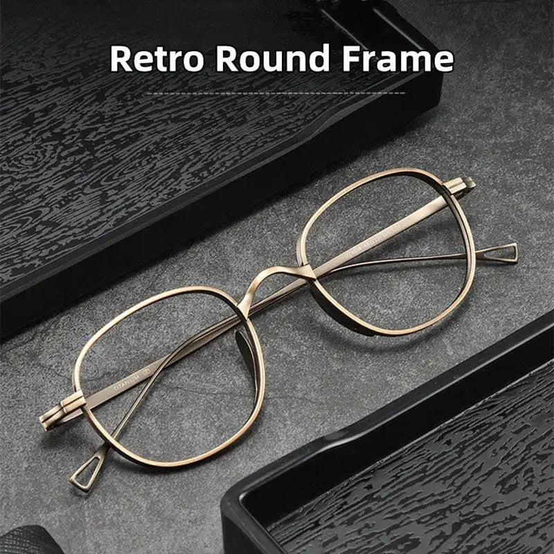 Unisex Round Full Rim Titanium Reading Glasses 8016 — view 1 | Rx Spectacle