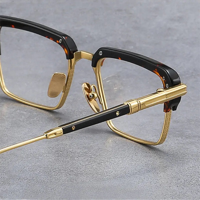Unisex Square Full Rim Titanium Oversized Prescription Glasses D008 — view 3 | Rx Spectacle