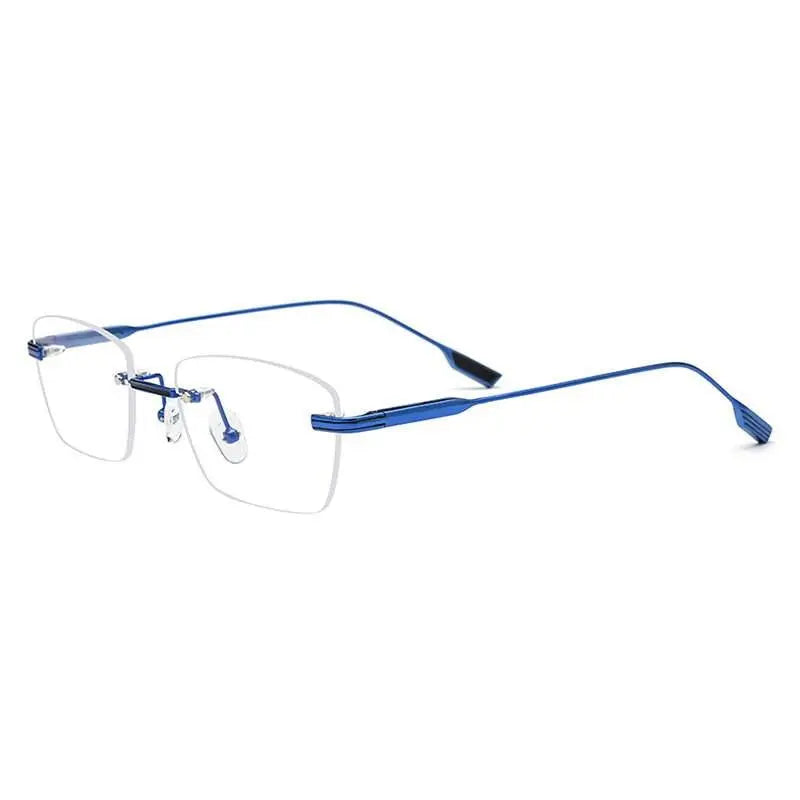 Unisex Polygon Rimless Titanium Prescription Glasses 10093 — view 8 | Rx Spectacle