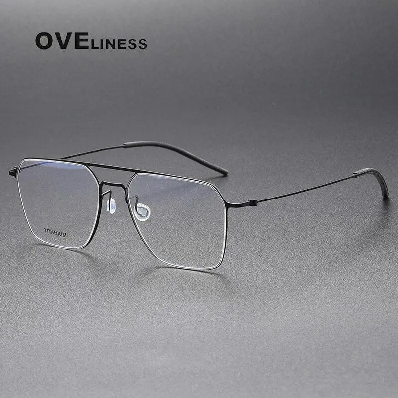 Unisex Square Full Rim Titanium Double Bridge Prescription Glasses 5517 — view 7 | Rx Spectacle
