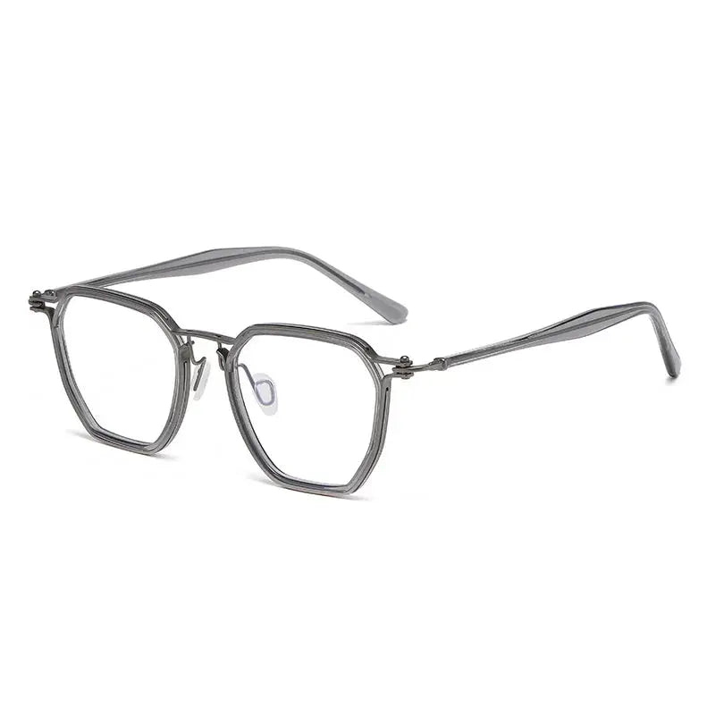 Unisex Polygon Full Rim Titanium Oversized Prescription Glasses 725867 — view 3 | Rx Spectacle