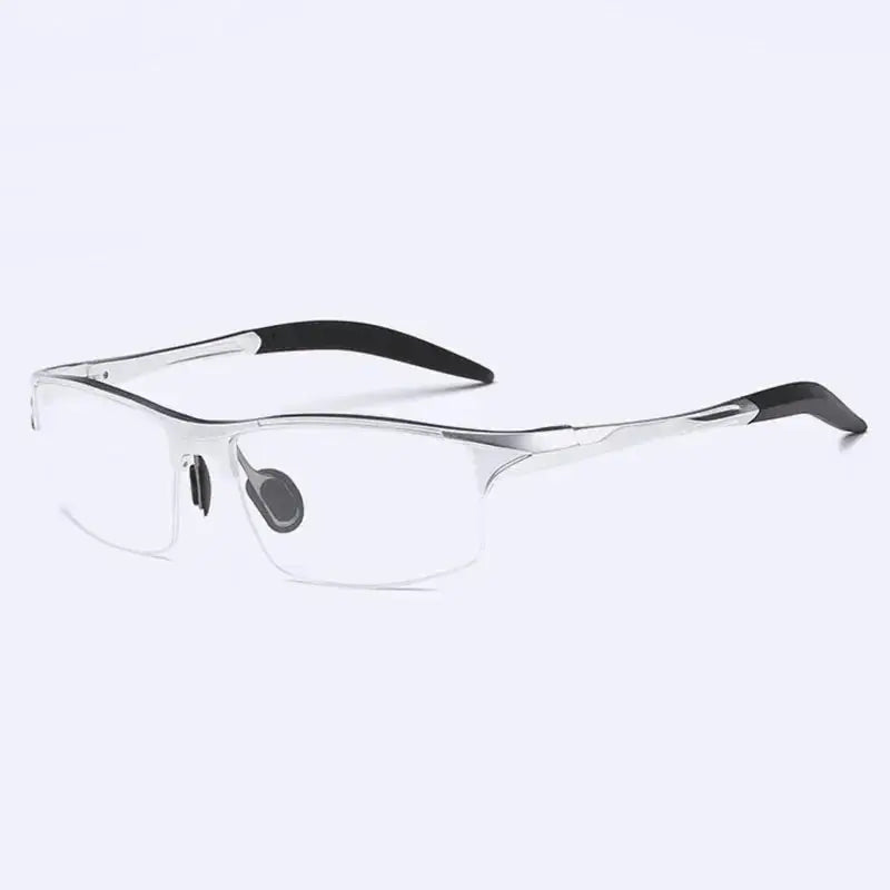 Unisex Rectangular Semi-Rimless Titanium Prescription Glasses 8177 — view 6 | Rx Spectacle