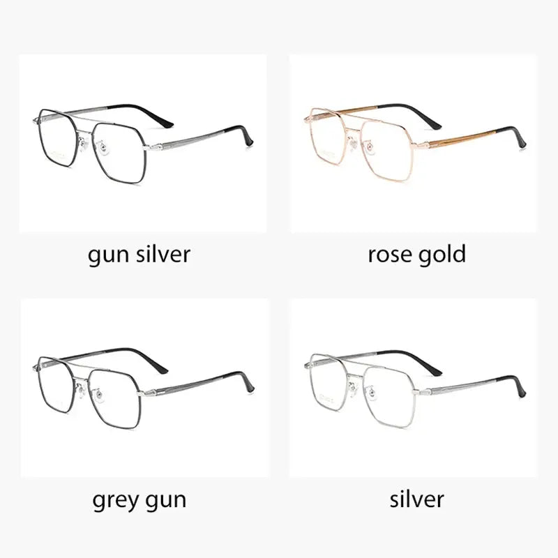 Men's Square Full Rim Titanium Double Bridge Prescription Glasses N80009n — view 3 | Rx Spectacle