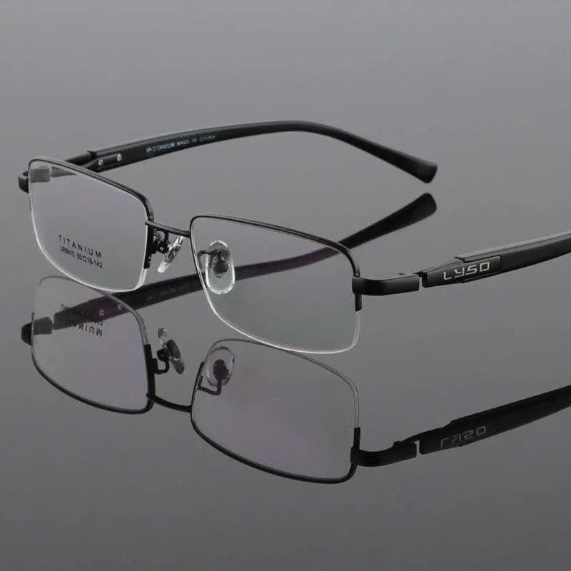 Men's Square Semi-Rimless Titanium Prescription Glasses Lr9910 — view 5 | Rx Spectacle