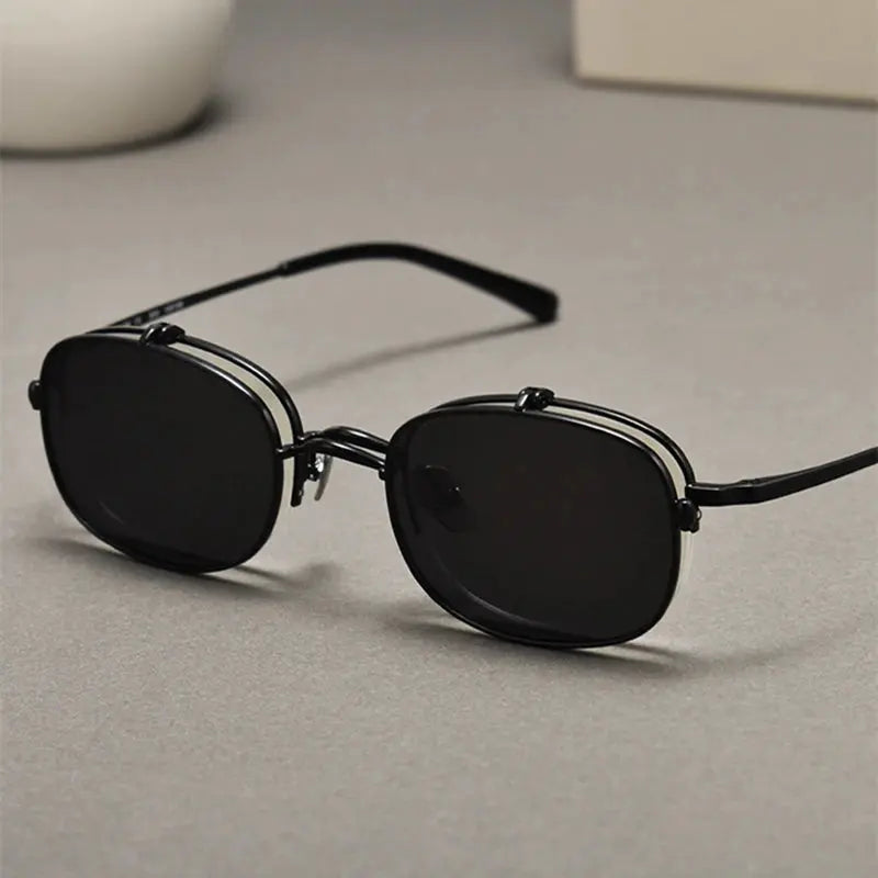 Unisex Rectangular Semi-Rimless Titanium Clip-On Prescription Glasses K15 — view 4 | Rx Spectacle