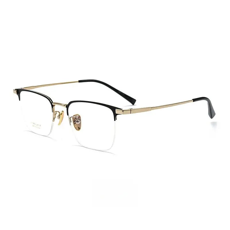 Unisex Square Semi-Rimless Titanium Prescription Glasses 26014 — view 5 | Rx Spectacle