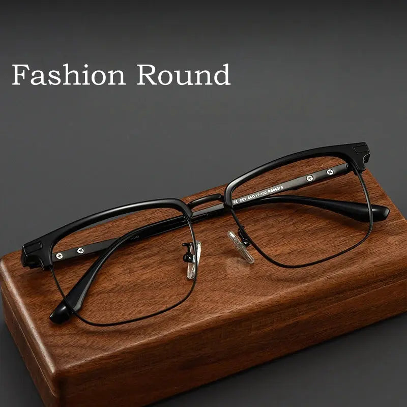 Men's Square Full Rim Titanium Prescription Glasses Y8079 — view 2 | Rx Spectacle