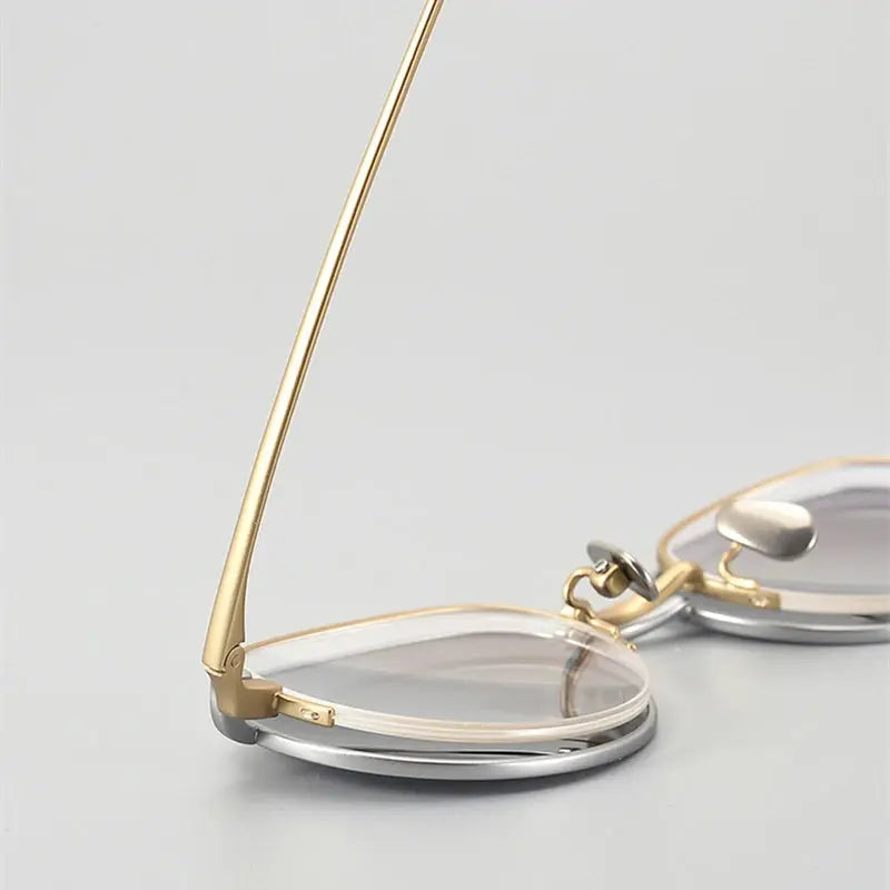 Women's Oval Semi-Rimless Titanium Clip-On Prescription Glasses Mk47 — view 5 | Rx Spectacle