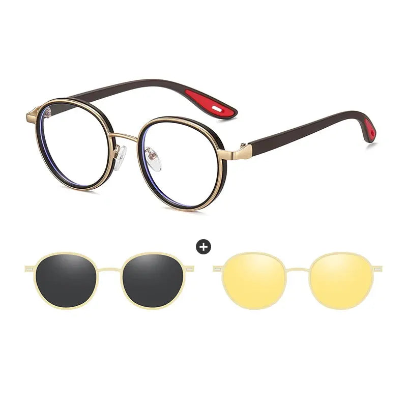 Unisex Round Full Rim Alloy Clip-On Prescription Glasses 773001 — view 3 | Rx Spectacle