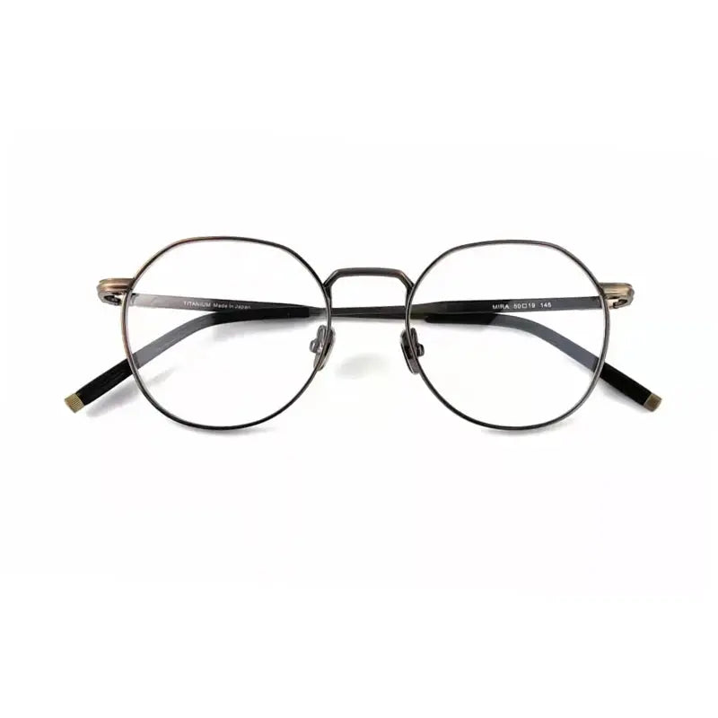Unisex Round Full Rim Titanium Prescription Glasses M137 — view 8 | Rx Spectacle