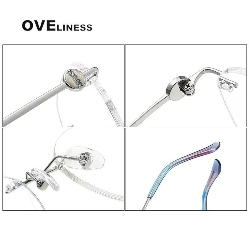 Women's Oval Rimless Titanium Prescription Glasses 196012 — view 4 | Rx Spectacle