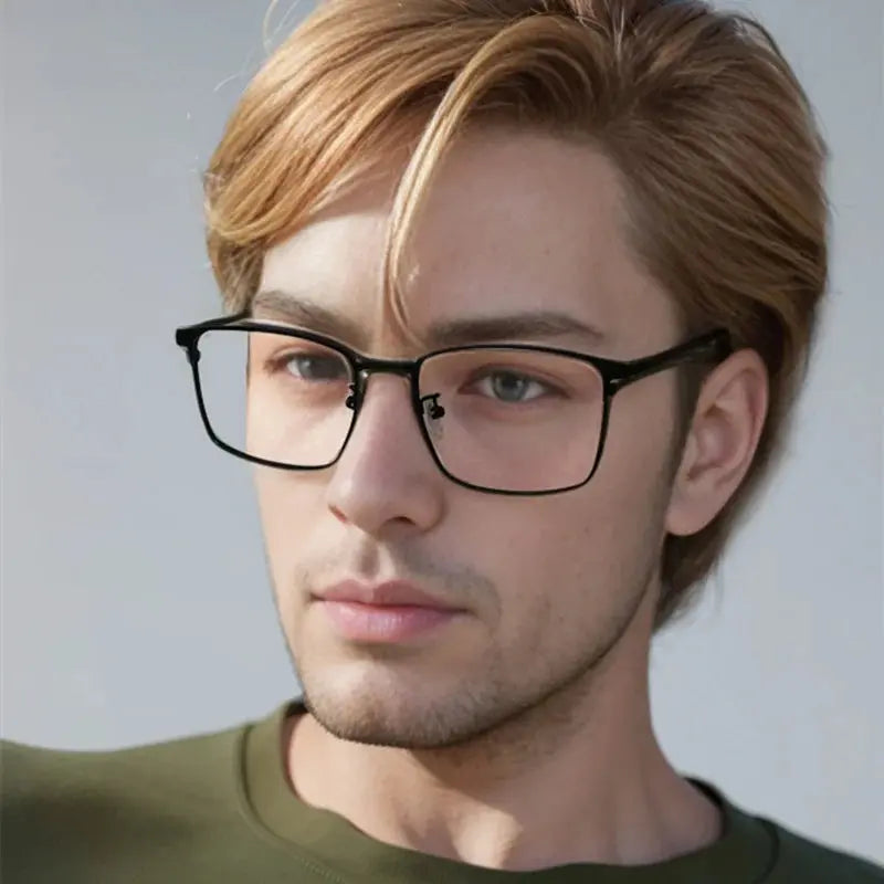 Unisex Square Full Rim Titanium Oversized Prescription Glasses 3010 — view 1 | Rx Spectacle