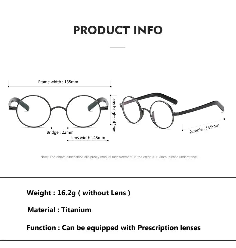 Women's Round Full Rim Titanium Prescription Glasses 91101 — view 2 | Rx Spectacle