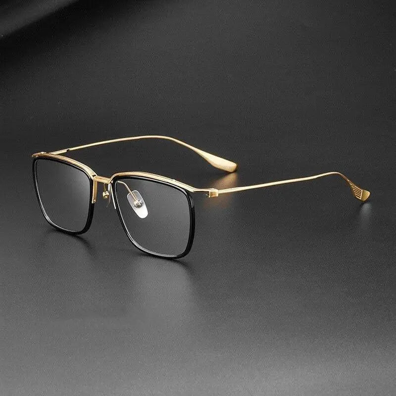 Men's Square Full Rim Titanium Oversized Prescription Glasses Dt106 — view 4 | Rx Spectacle