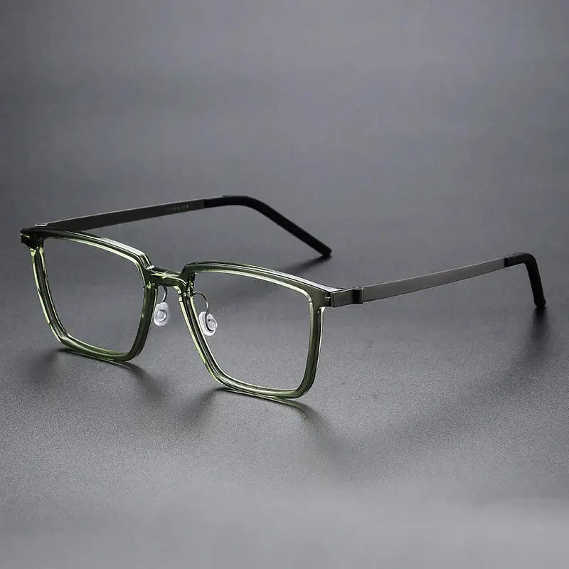 Unisex Square Full Rim Titanium Oversized Prescription Glasses D844 — view 4 | Rx Spectacle