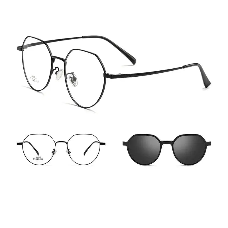 Women's Round Full Rim Alloy Flat Top Clip-On Prescription Glasses 8603 — view 7 | Rx Spectacle