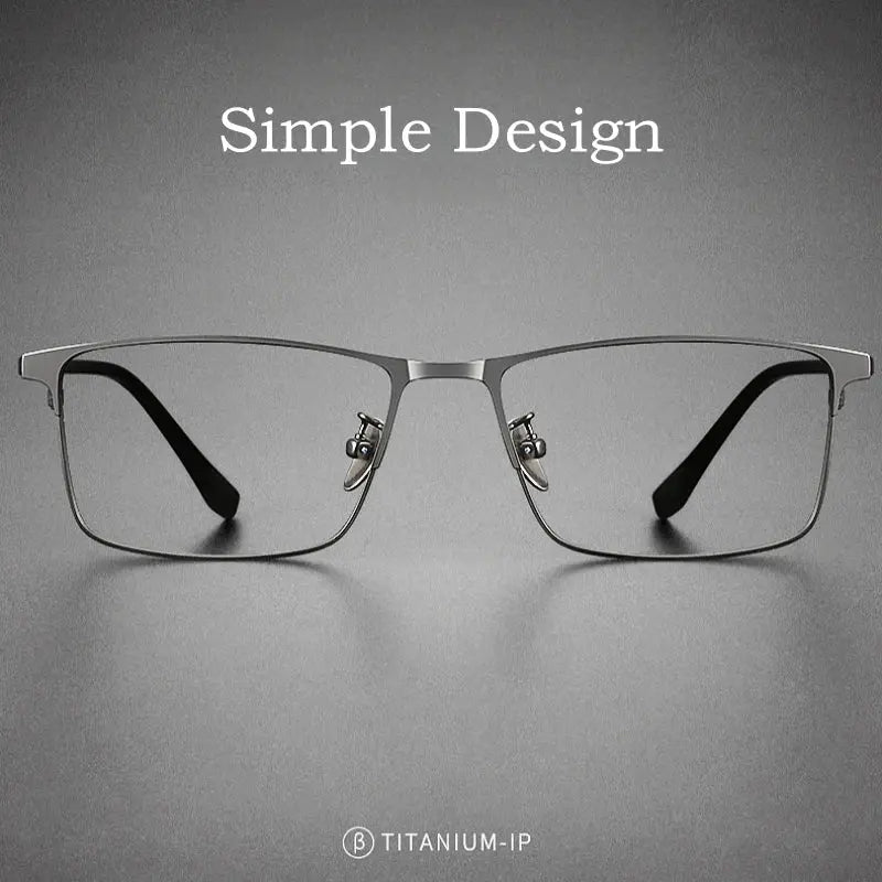 Men's Square Full Rim Titanium Prescription Glasses Y89188 — view 2 | Rx Spectacle