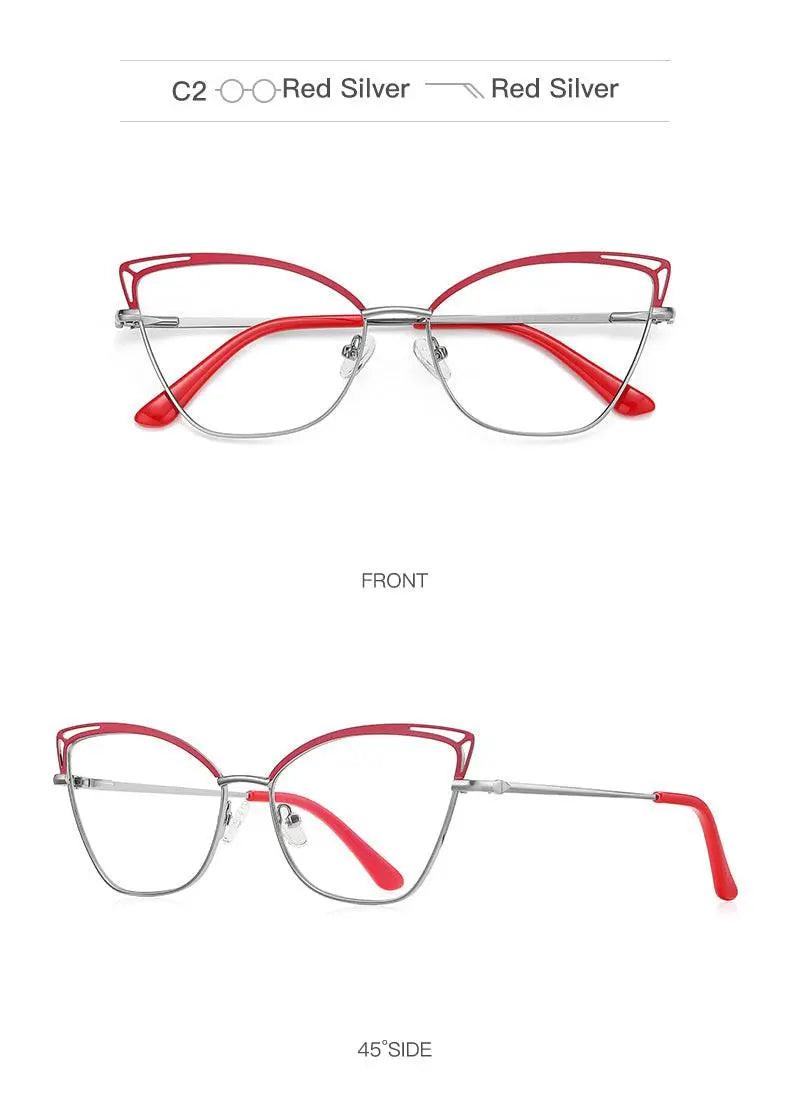 Women's Cat Eye Full Rim Alloy Prescription Glasses 3038 — view 16 | Rx Spectacle