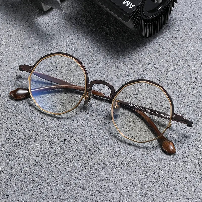 Unisex Irregular Full Rim Titanium Prescription Glasses T6067 — view 2 | Rx Spectacle