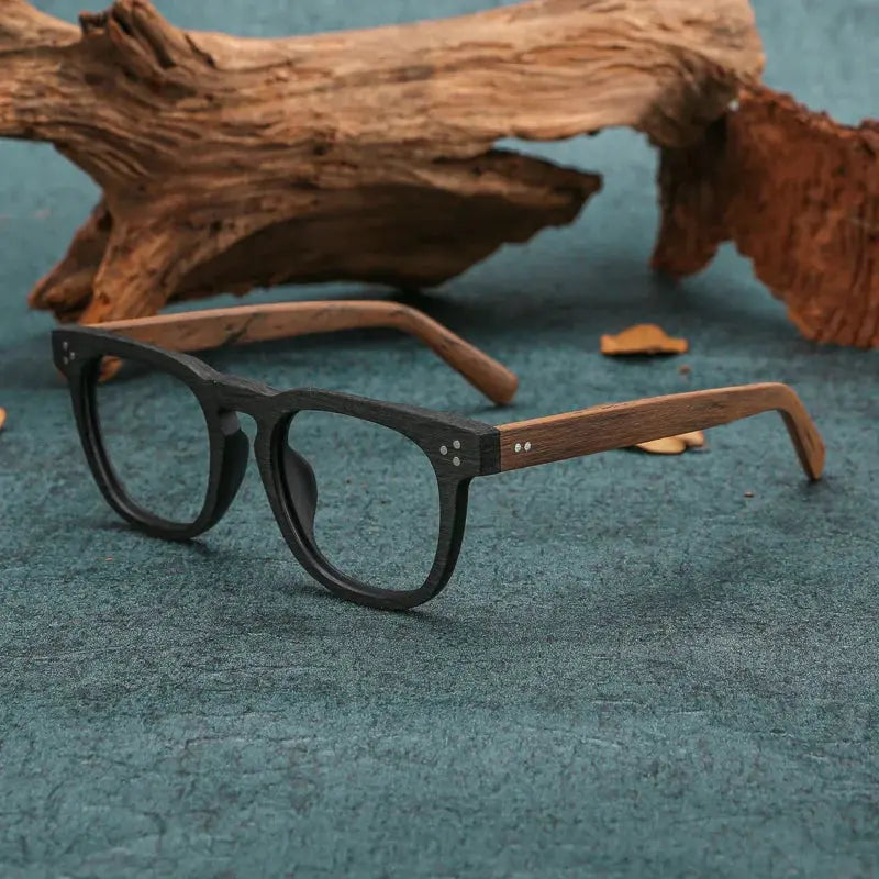 Men's Square Full Rim Wood Prescription Glasses 8182 — view 9 | Rx Spectacle