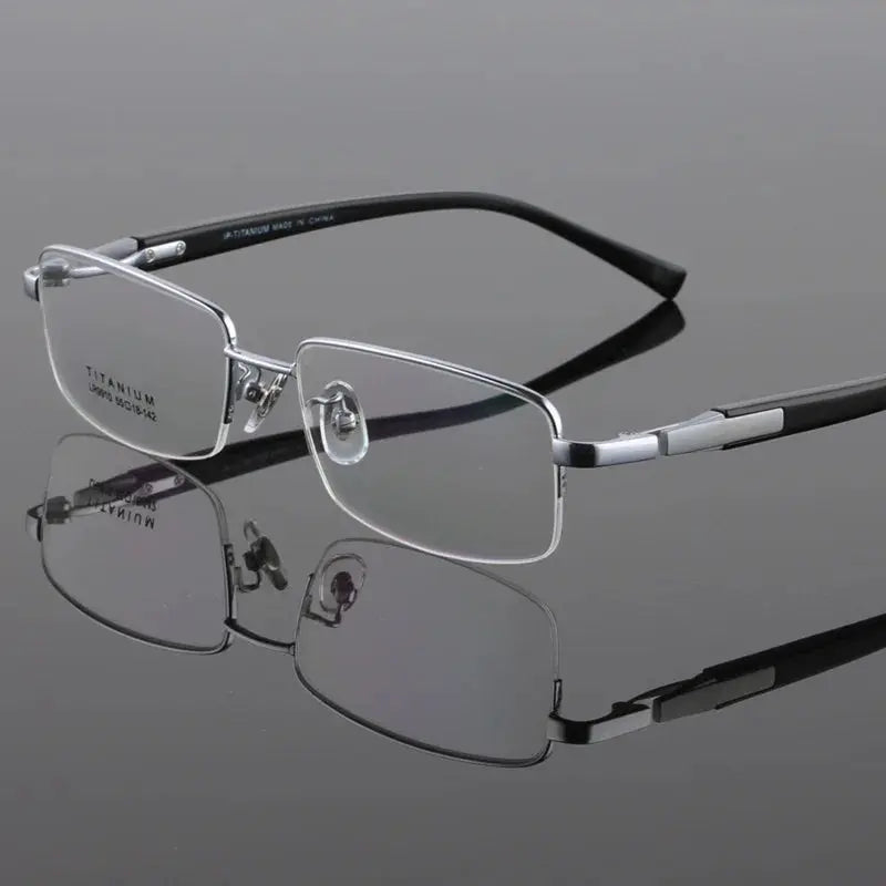 Unisex Square Semi-Rimless Titanium Prescription Glasses 59910 — view 4 | Rx Spectacle