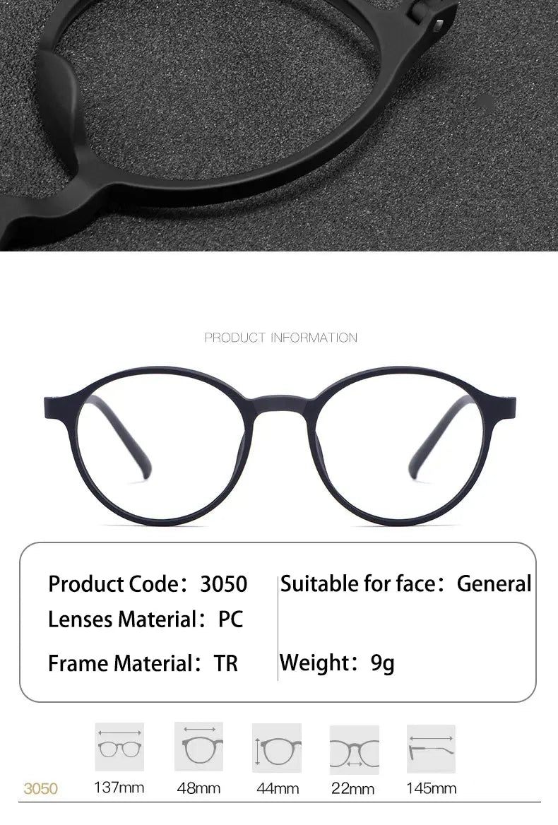 Unisex Round Full Rim Plastic Reading Glasses A3050 — view 12 | Rx Spectacle
