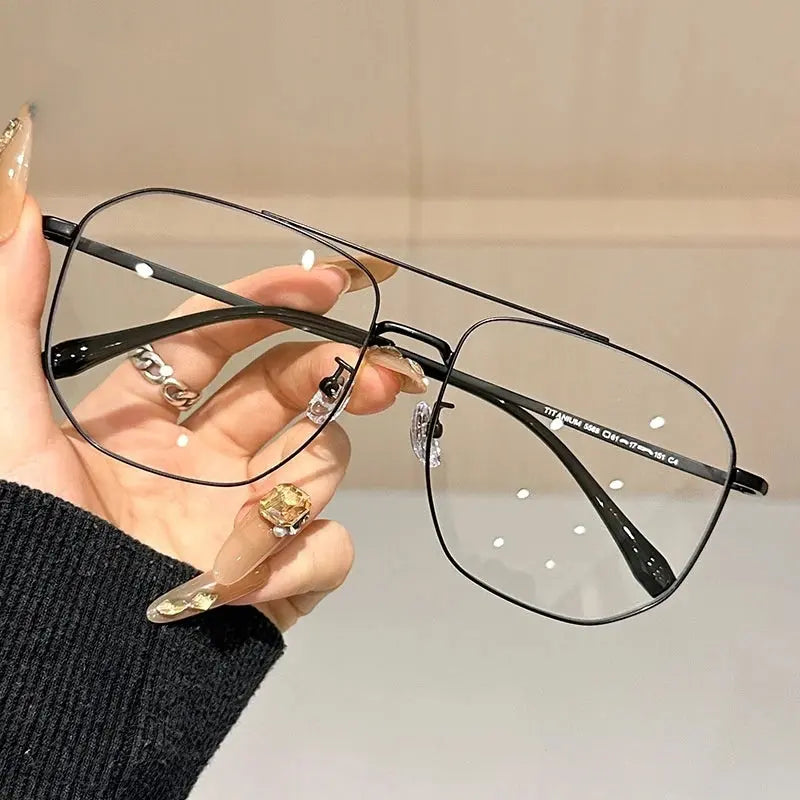 Men's Oval Full Rim Titanium Double Bridge Prescription Glasses 55881 — view 3 | Rx Spectacle