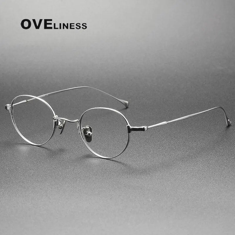 Unisex Round Full Rim Titanium Prescription Glasses Kmn53 — view 4 | Rx Spectacle