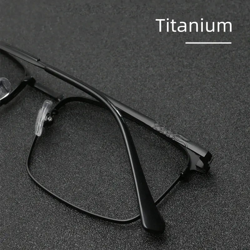 Unisex Square Full Rim Titanium Oversized Prescription Glasses 3010 — view 4 | Rx Spectacle
