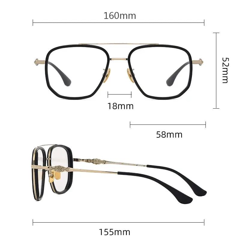 Men's Square Full Rim Titanium Double Bridge Prescription Glasses 852450 — view 2 | Rx Spectacle