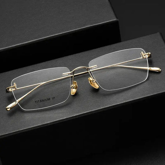 Unisex Rectangular Rimless Titanium Prescription Glasses Ft5678 — view 1 | Rx Spectacle