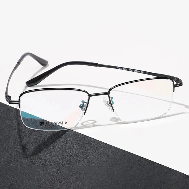 Men's Rectangular Semi-Rimless Titanium Prescription Glasses 902000 — view 1 | Rx Spectacle