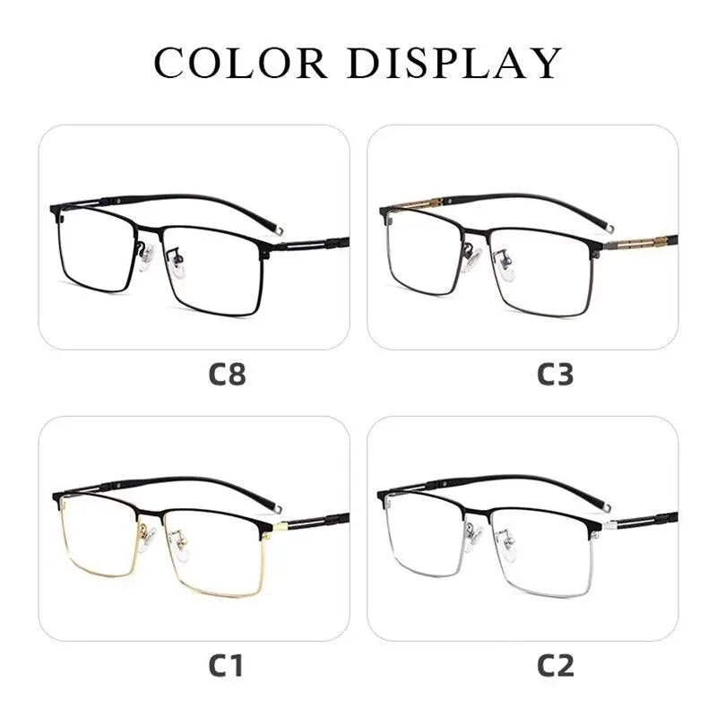 Men's Square Full Rim Titanium Prescription Glasses T8607t — view 4 | Rx Spectacle