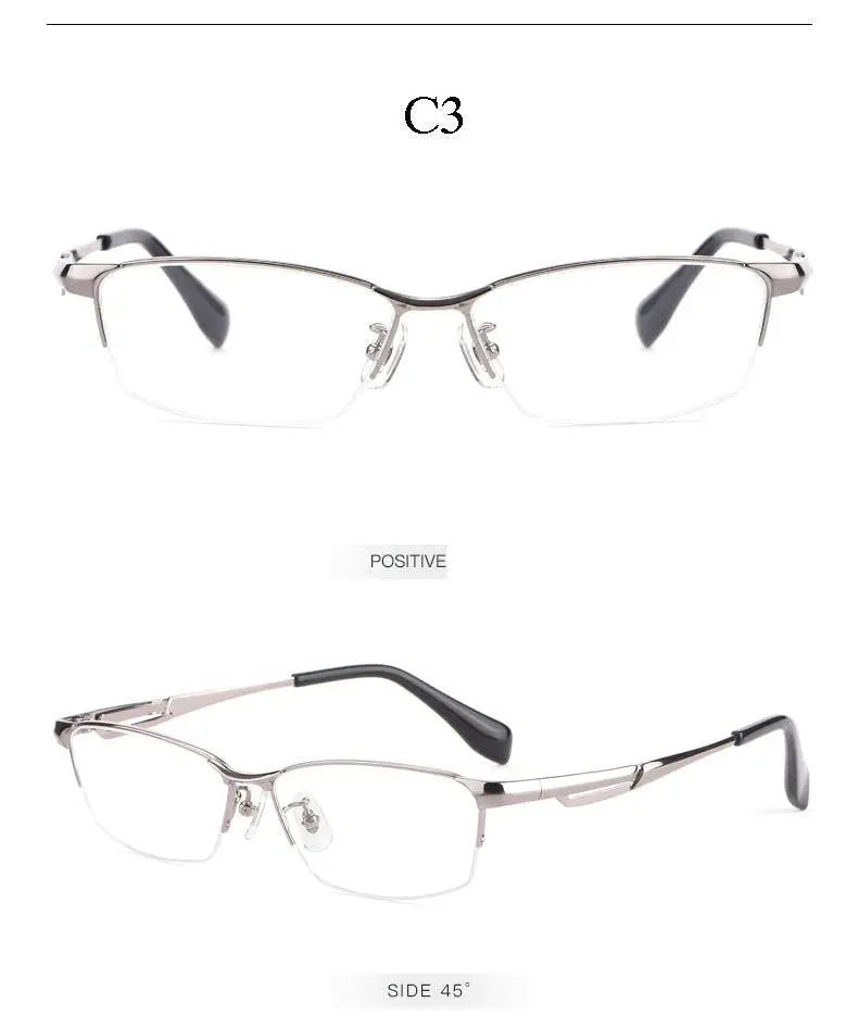 Men's Rectangular Semi-Rimless Titanium Prescription Glasses E85759 — view 11 | Rx Spectacle