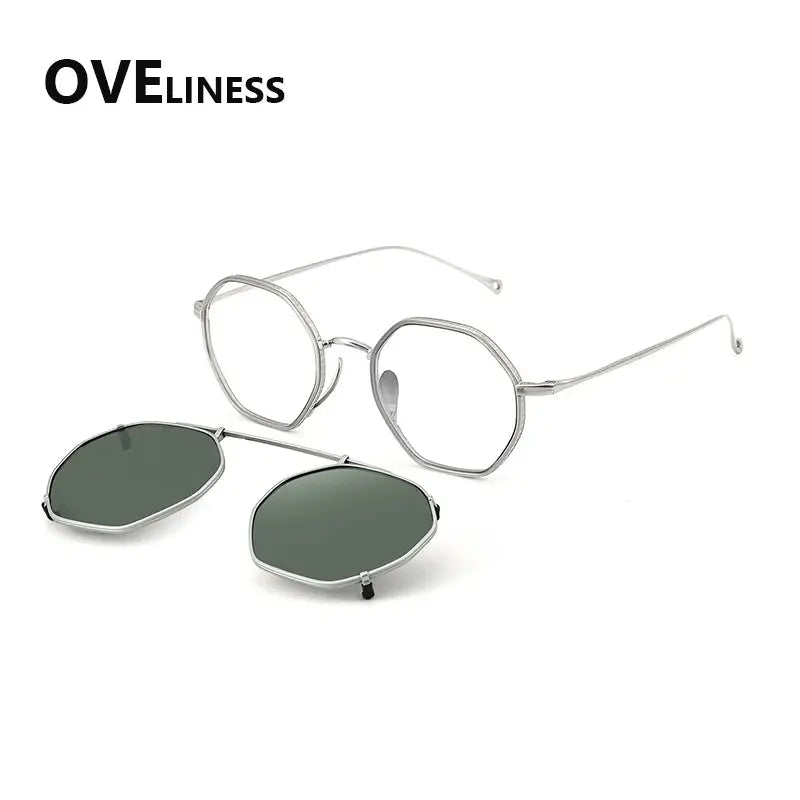 Women's Round Full Rim Titanium Flat Top Clip-On Prescription Glasses 77310 — view 3 | Rx Spectacle