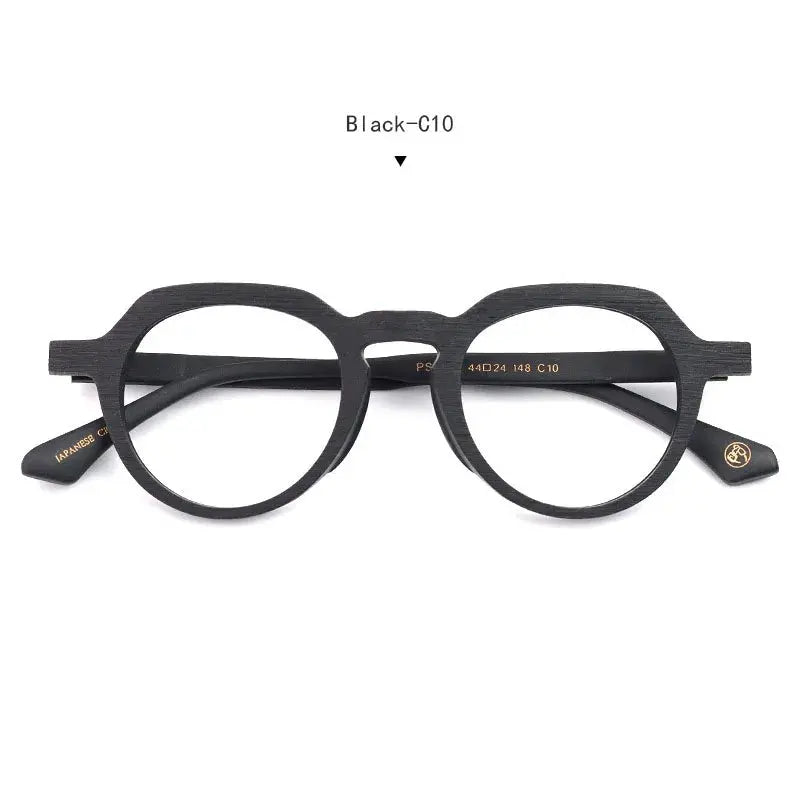 Unisex Round Full Rim Wood Flat Top Prescription Glasses 6022 — view 6 | Rx Spectacle