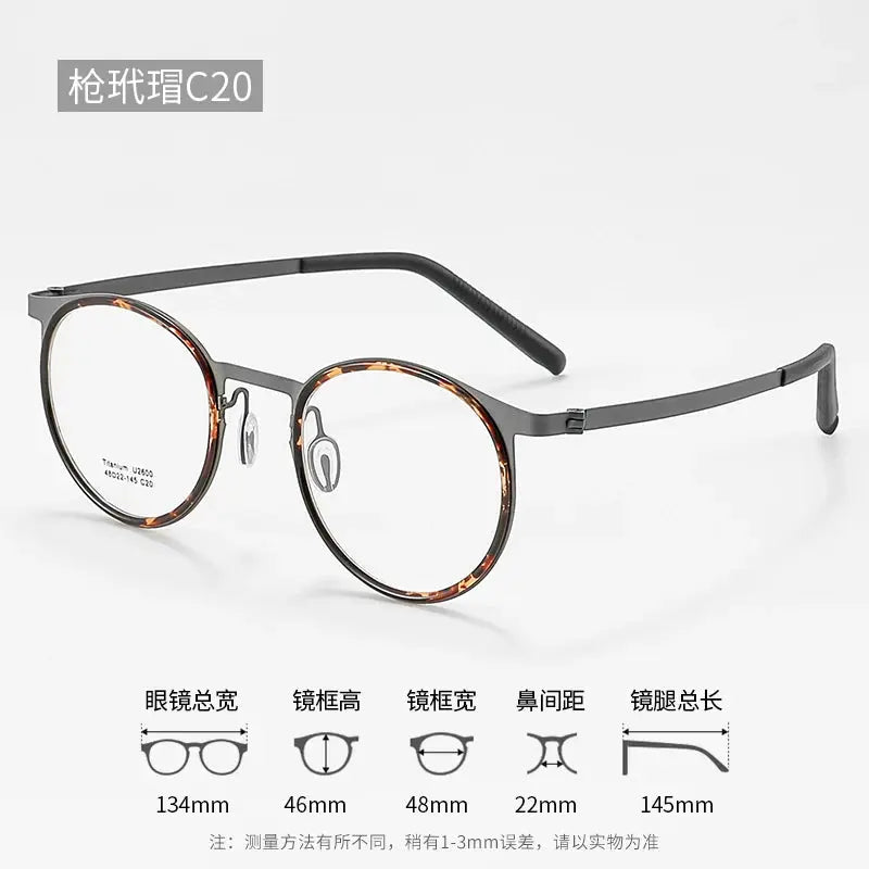 Unisex Round Full Rim Titanium Prescription Glasses J2600 — view 9 | Rx Spectacle