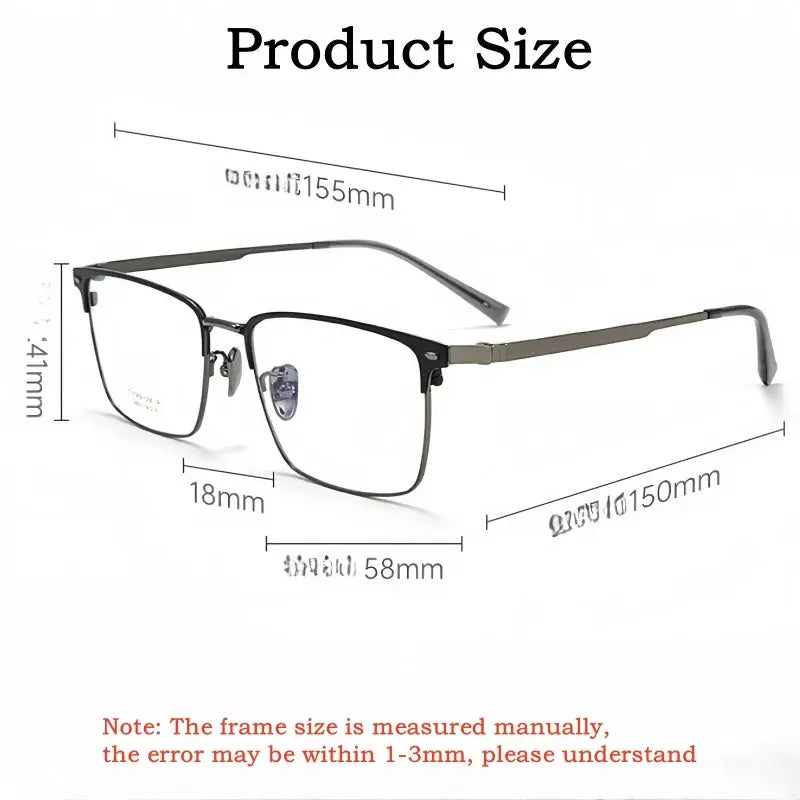Men's Square Full Rim Titanium Oversized Prescription Glasses 260117 — view 2 | Rx Spectacle