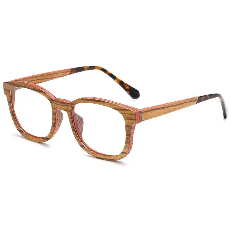 Men's Square Full Rim Wood Prescription Glasses 5636 — view 6 | Rx Spectacle