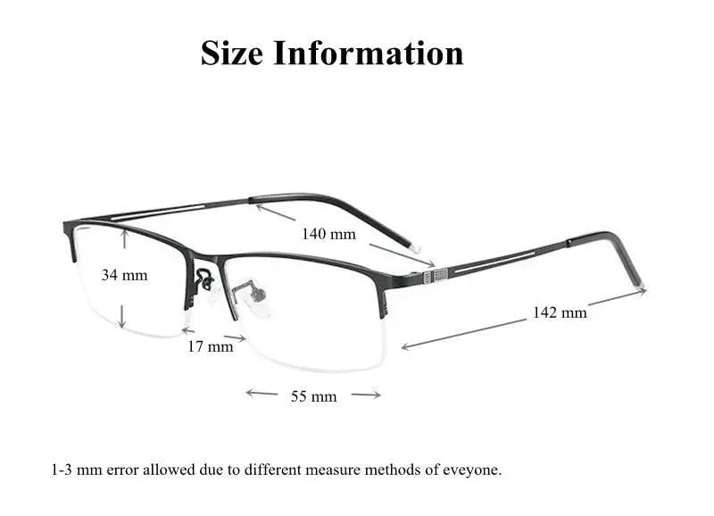 Men's Square Semi-Rimless Alloy Prescription Glasses 9070 — view 9 | Rx Spectacle
