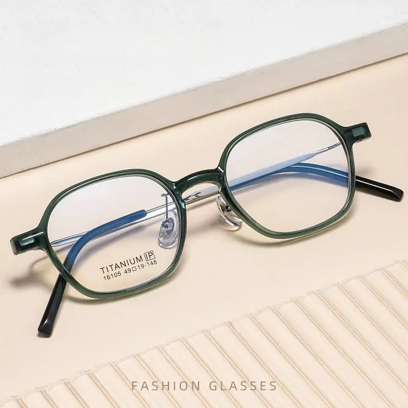 Unisex Polygon Full Rim Titanium Prescription Glasses Y16105 — view 4 | Rx Spectacle
