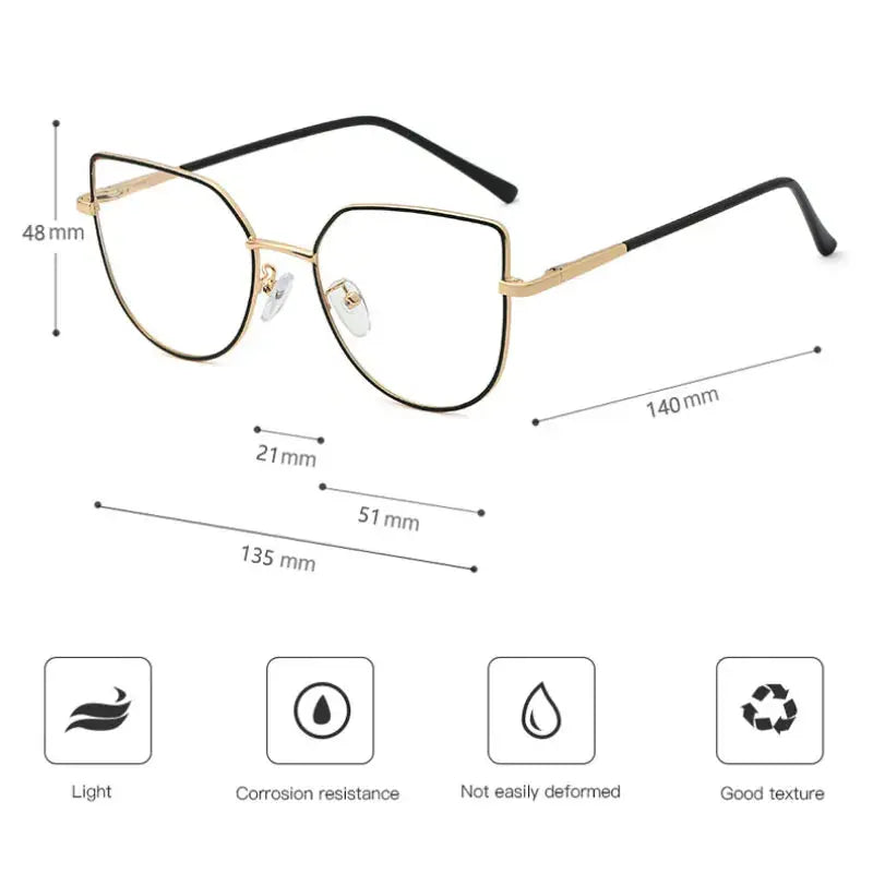 Women's Cat Eye Full Rim Alloy Prescription Glasses 195631 — view 2 | Rx Spectacle