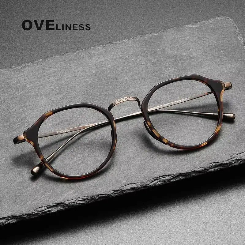 Unisex Round Full Rim Titanium Prescription Glasses 14113 — view 2 | Rx Spectacle