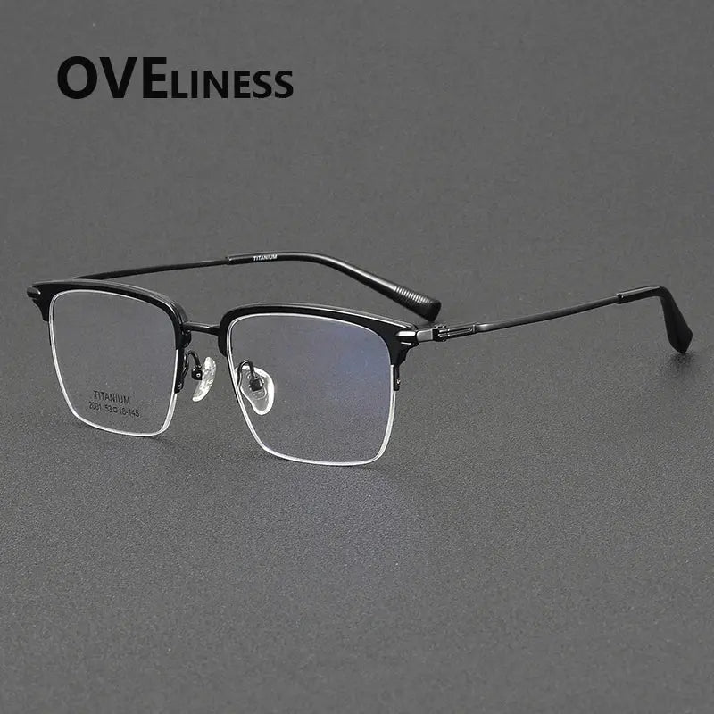 Men's Square Semi-Rimless Titanium Prescription Glasses 852001 — view 7 | Rx Spectacle